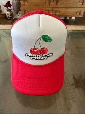 Princess Polly Red and White Cherry Trucker Hat